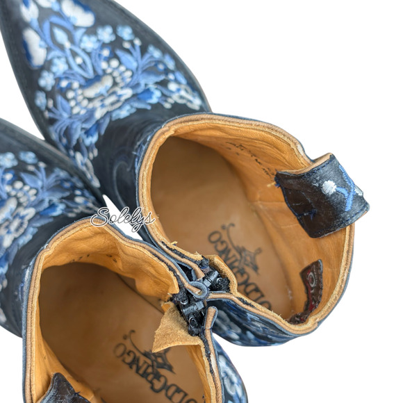 Old Gringo Sora Country Blue Floral Embroidered Leather Cowgirl Ankle Boot 7.5B - Picture 9 of 11
